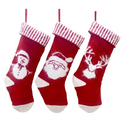 China Festival Decoration Selection H40*W20*O16cm Christmas Decoration Large Size Knitted Socks for sale