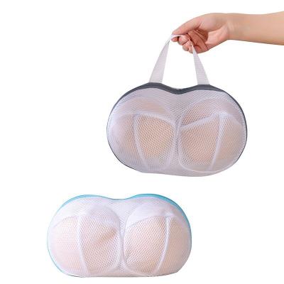 China Eco-friendly durable laundry basket bag bra shape mesh made hotel laundry zipper bag for bra and home use for clothes protection for sale