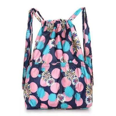 China RTS Anti-theft Women Lightweight Nylon Drawstring Bag With Big Pocket From The Front And 2 Convenient Sides for sale