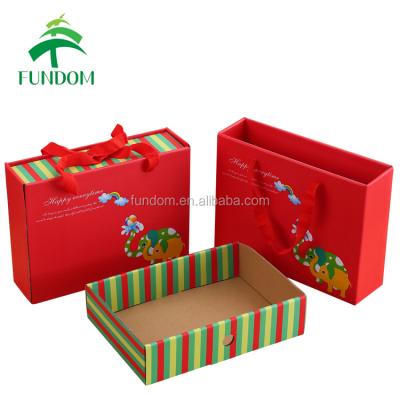 China Hot Selling Yiwu Recyclable Matte Box Factory Printing Red Happy Daily Paper Sliding Christmas Matchbox Style Gift Box With Handle for sale