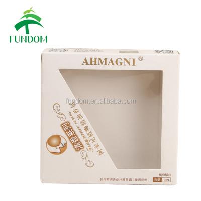 China Gold Lock Recyclable Logo Printed White Bottom Small Decorative Cardboard Boxes With Window For Sale for sale