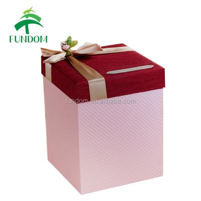 China Wholesale Retail High Quality Colorful Recyclable Gift Packing Mini Square Fancy Cube Lidded Cardboard Boxes With Ribbon Bowknot for sale