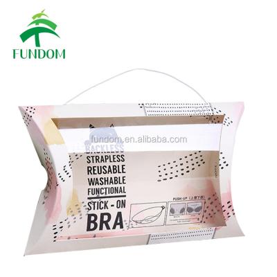 China CMYK Recyclable OEM Custom Design Printing Creative Pillow Shape Paper Window PVC Packaging Boxes For Bra for sale