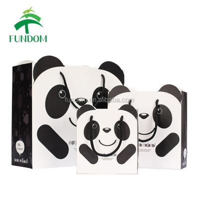 China Wholesale Recyclable Cute Animal Panda Gift 3d Alibaba Cartoon Cartoon Gift Shopping Bag With Handle for sale