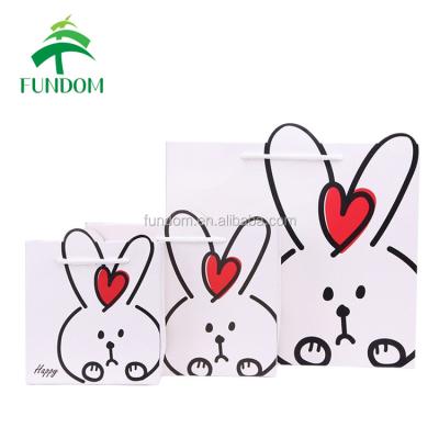 China 2017 3d Rabbit 3 Large Size Recyclable Warm Cute White Midum Wholesale Cheap Small Paper Bag for sale