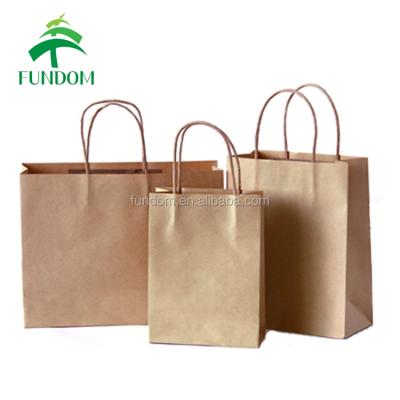 China Cheap Wholesale Plain Recyclable Recycle Twisted Handle Kraft Paper Grocery Brown Paper Bag for sale