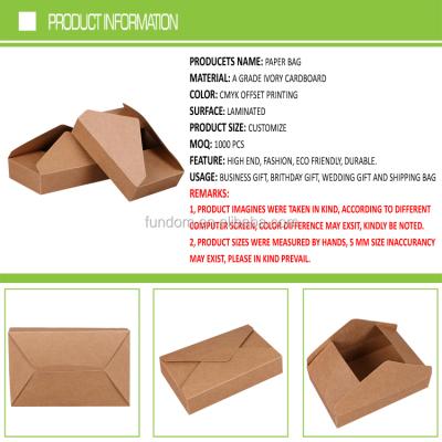 China Recyclable Cheap Food Grade Wrap Shape Kraft Paper Food Box Brown Paper for sale