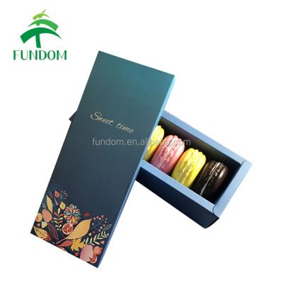 China Wholesale Recyclable Soft Weather Black Printing Full Lid Macaron Boxes Packaging And Raw Paper for sale