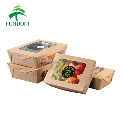 China Recyclable made in china food grade layout noodle salad food sushi box takeout paper with transparent window for sale