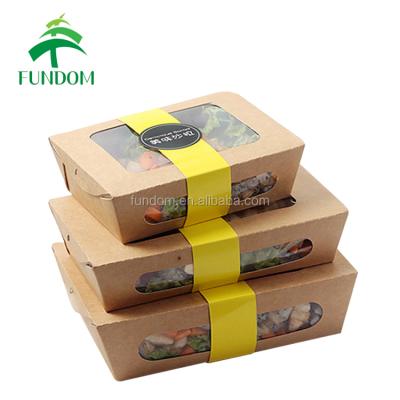 China Most popular recyclable china factory volume selling 100 for reuse to see through the window kraft paper food sushi packaging box for wholesale for sale