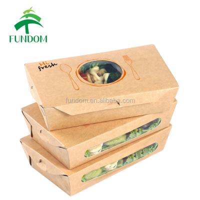 China Yiwu Alibaba China OEM Supplier Printing Logo Printing Logo Fast Food Recyclable Custom Restaurant Cheap Brown Takeout Salad Box For Take Out for sale