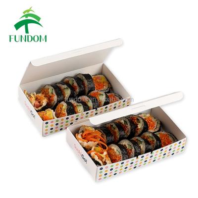 China Bulk cheap 300 gsm recyclable coated paper food grade logo printed wholesale paper box for japanese sushi roll packaging for sale