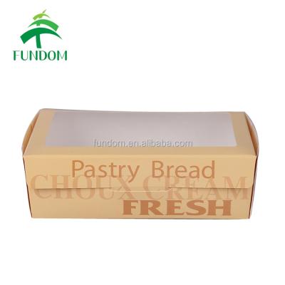 China Disposable Recyclable Pastry Logo Recyclable Custom Cool Bread Packaging Cheap Paper To Go Boxes For Bakery Bakeshop for sale