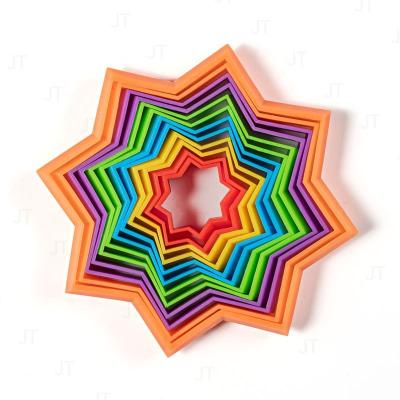 China Colorful 12 Circles Children Decompression Relaxation Worry Focus Autism Desktop 3D Printed Magical Restless Person Toy Sensory Star Restless Person Toys for sale