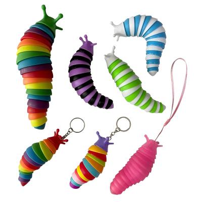 China Non-Toxic Plastic Funny Toy Colorful Anti Stress Relief Glow In The Dark Key Chain 9cm 14cm 18cm Stirring Person Finger Slug Stir Sensory Toy for sale