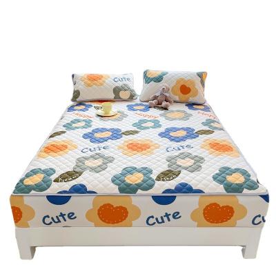 China Anti dust mite high weight printed washed cotton bed sheet with three piece mattress cover and cotton bedspread for sale