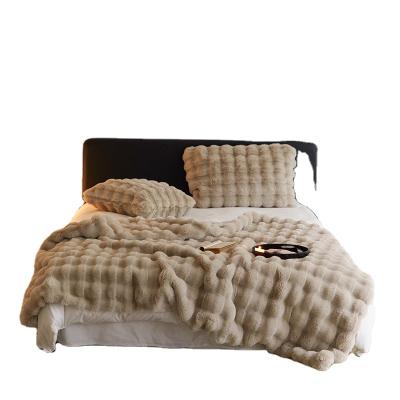 China Nondisposable Thickened Tuscan Rabbit Hair Densified Short Pile Fur Blanket Sofa Blanket Leisure Blanket for sale