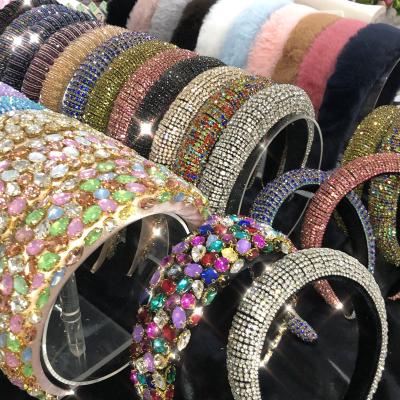 China European and American cheap diamond headband rhinestone hair accessories prices style 26 colors luxury bling headbands for women for sale