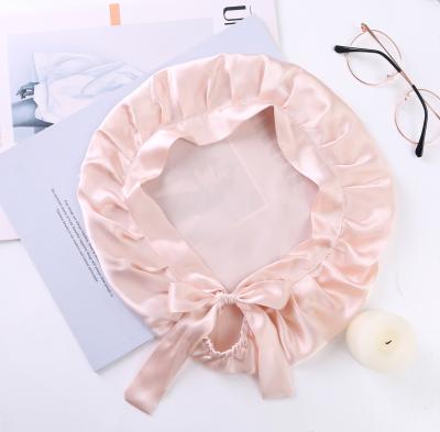 China New Design Character Adjustable Women Natural Silk Nightcap Silk Hair Hoods Sleepingcaps for sale