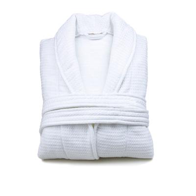 China Double Layer Shawl Collar Bathrobe 100% Egyptian Cotton Waffle Luxury High Quality QUICK DRY Thick Warm Bathrobe for sale