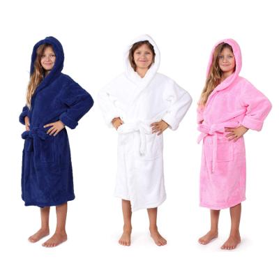 China Wholesale Luxury Soft Coral Fleece Hooded Children Bathrobe QUICK DRY for Kids for sale