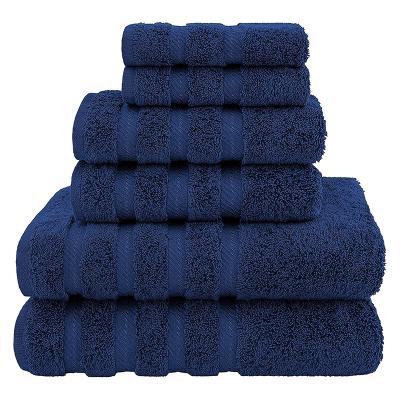 China Super Highly Absorbent Luxury Soft Premium Quality Kid Safe Dobby Border 6 Pieces 100% Cotton Towel Set For Bathroom Shower for sale