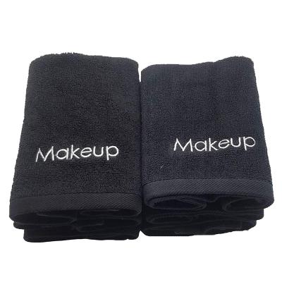 China Viable Wholesale Custom Logo Cotton Towel Makeup Remover Black 100% Reusable Facial Cleansing Face Towel for sale