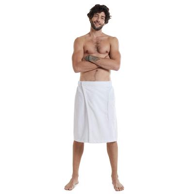 China Viable Men's Towel Wrap Spa Bathrobe 100% Cotton Body Wrap Towels With Adjustable Closure For Sauna Pool Bathroom Shower for sale