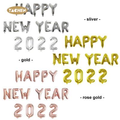 China Promotional Toy Yachen 16 inch tending globos 2022 happy new years foil letter balloons decoration set for sale