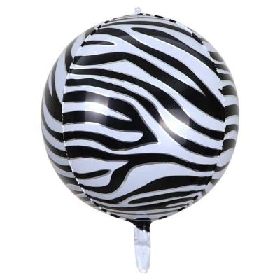 China 22 Inch Promotional Safari Toy YACHEN Animal Model Balloons 4D Around Shape Printing Foil Balloon Zebra Balloon for sale