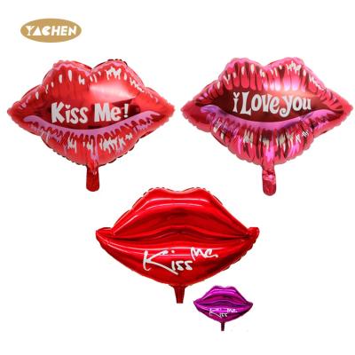 China Party Gift Toy Valentine's Day Wedding Decoration Red Lips Kiss Mouth Love Foil Balloon for sale