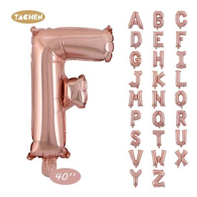 China Wedding Decoration Yachen Tending 2021 Large 40 Inch Rose Gold Foil Letter Alphabet Balloons For Birthday Decoration for sale