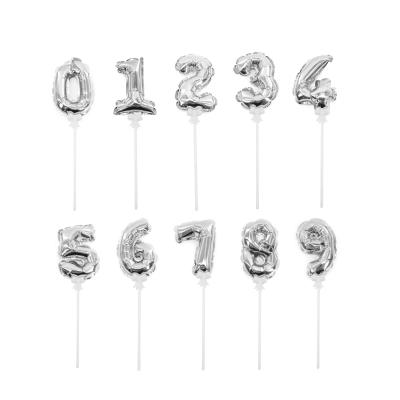 China Gift Toy Yachen Silver Number 5 Inch Self-Inflating Cake Balloon Topper Decoration For Party Birthday for sale