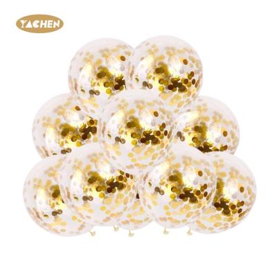 China Yachen 12inch transparent gold sequin confetti balloons bulk latex globos for wedding decoration for sale