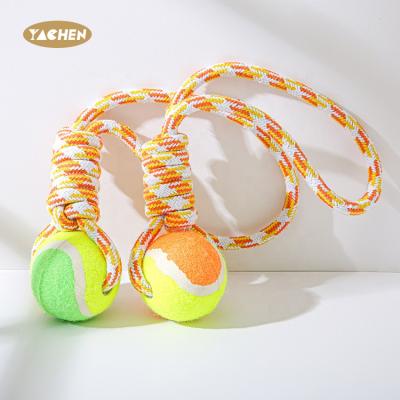 China Indestructible Cotton Viable Rope Yachen Seven Circle Chew Dog Toys Tennis Ball For Aggressive Chewers Juguetes Para Perro for sale