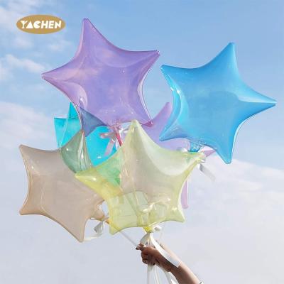 China Promotional Self-Sealing Star Toy TPU Crystal Pentagram 16 Inch Bobo Bubble Balloon Transparent Clear Balloon for sale