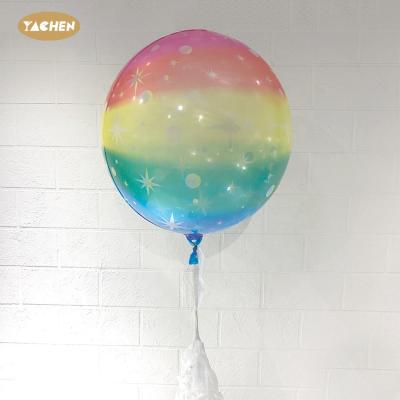 China Wedding Decoration Yachen Custom Print 18 Inch Transparent Starry Sky Rainbow Bubble Balloon For Party Decorations for sale