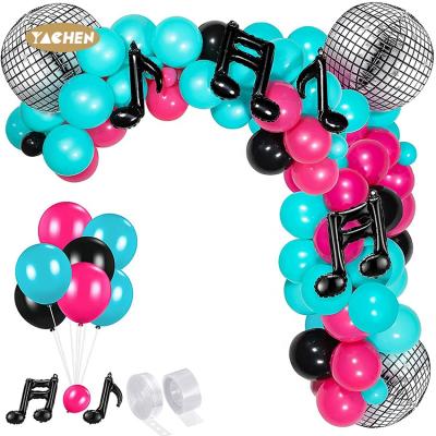 China Toy Yachen 4d foil music disco theme balloon balloon garland arch Globo promotional kit for party decoration for sale