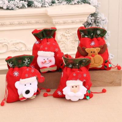 China Cute Santa Snowman Christmas Decorations Gift Cloth Bag Hotel and Resort Christmas Candy Apple Wholesale Storage Bag for sale