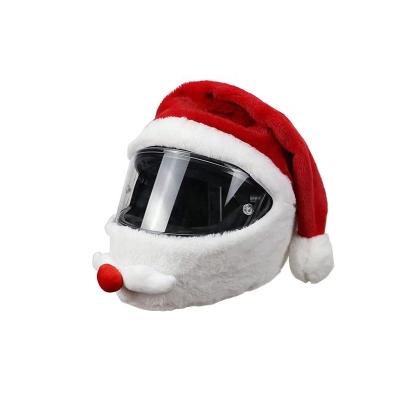 China 2021 New Cotton+plush Style Muyang Motorcycle Helmet Cover Device Coral Fleece Santa Claus Cartoon Funny Christmas Hats for sale