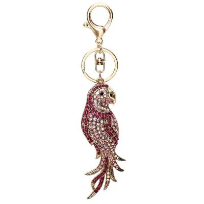 China Gift Muyang Factory Hot Sale Manufacturers 3D Diamond Parrot Key Chain Charm Animal Decoration for sale