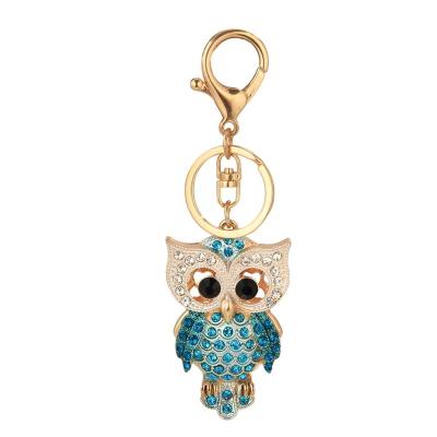 China Hot Popular Cute Diamond Owl Metal Alloy Car Pendant Muyang Products Rhinestone Key Chain Key Chain for sale