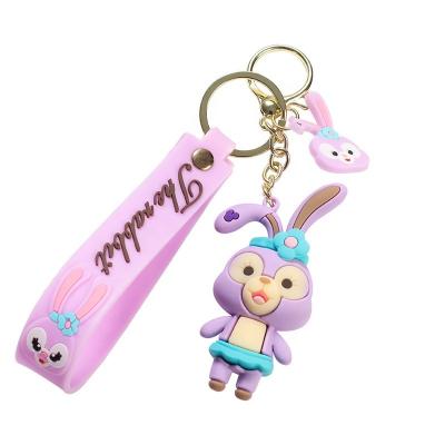 China Cheap 3D Cartoon Rabbit Doll Rabbit Key Chain Gift Car Handbag Promotional Key Chain Rubber Key Chains Custom Custom for sale