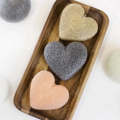 China All natural heart shape private label konjac sponge set wholesale women cleansing face konjac sponge for sale