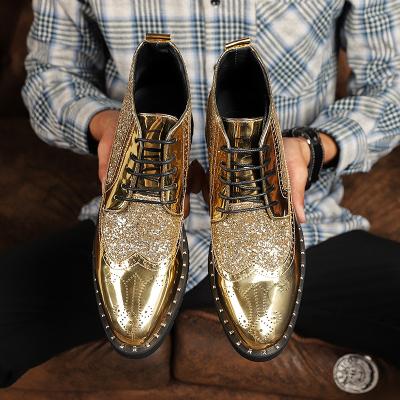 China Around 2022 New Styles Men's Pure Leather Casual Boots Gold Color Suits Stylish Shoes for sale