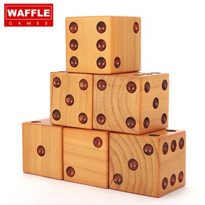 China Premium Size Giant WAFFLE Stained Giant Yard Dice Set Giant Wooden Dice for sale