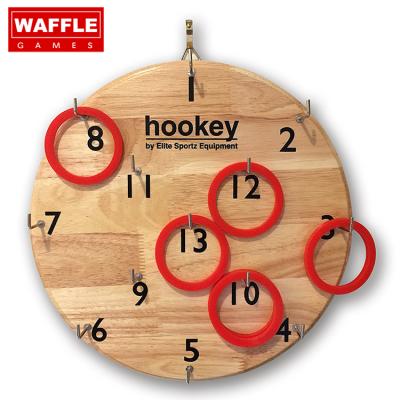 China Varnished WAFFLE Premium Varnished Rubber Wood Ring Toss Game With Rubber Quoites for sale