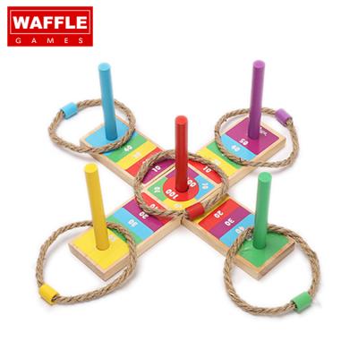 China Environmental WAFFLE GAMES Premium Wooden Colorful Kids Ring Toss Game for sale