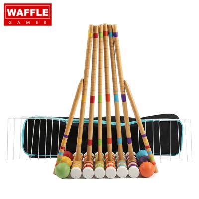 China Painted WAFFLE GAMES Classic 6 Players Lawn Game Best Selling Wooden Croquet Mallets for sale