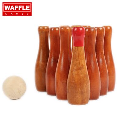 China Painted WAFFLE GAMES Classic Solid Wood Stained Outdoor Lawn Bowling Game Set for sale